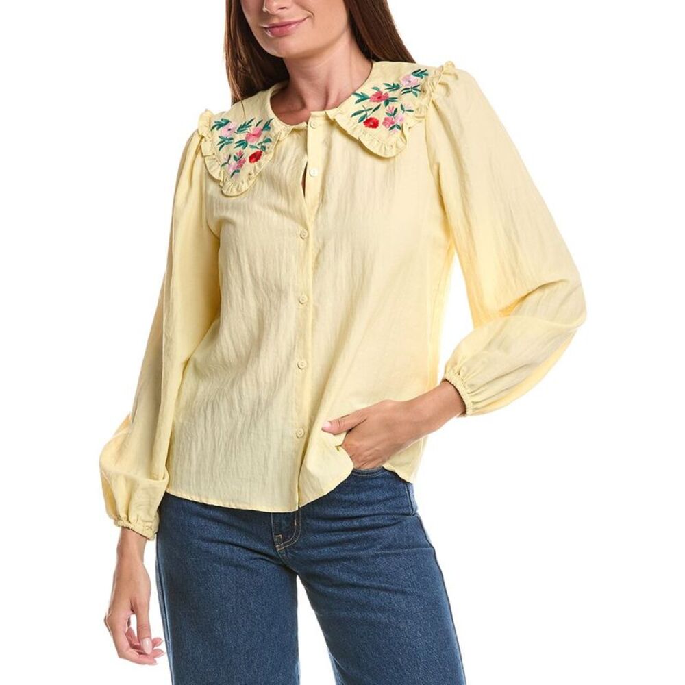 Anna Kay Womens  Kansas Ruffled Blouse, Yellow